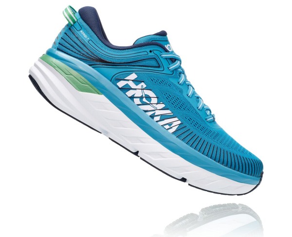 Hoka One One Bondi 7 Mens UK - Blue Road Running Shoes - IXUCP9587